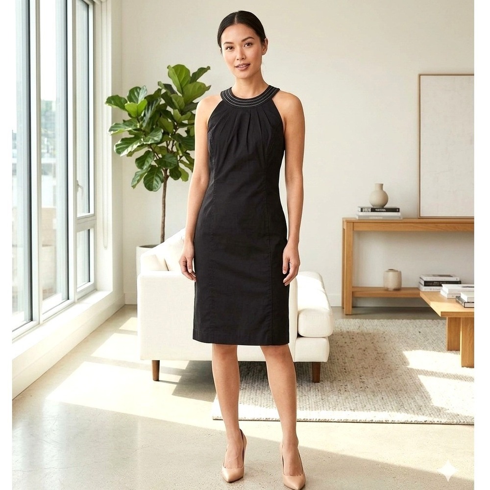 Ann Taylor LOFT Petite Black Halter Cocktail Dress 6P‎